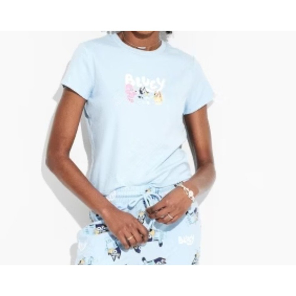 Women's Bluey Characters Short Sleeve Graphic T-Shirt - Blue Size XXL